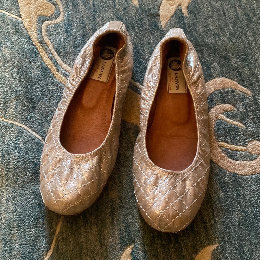 Lanvin quilted metallic ballet flats